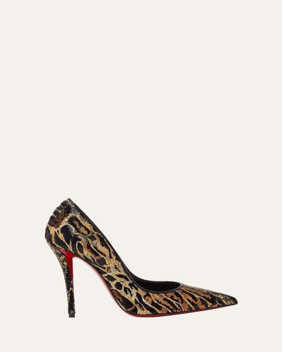Miss Z Sequin Animal Red Sole Pumps